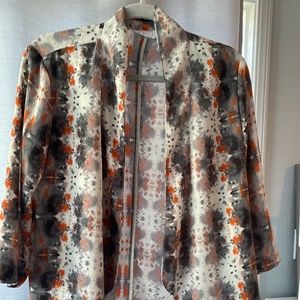 Orange/ grey splatter print/ tie dye blazer/ kimono